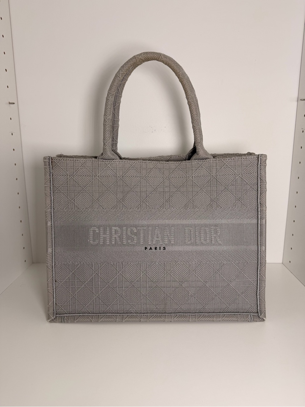 Christian Dior Grey Embroidered Book Tote